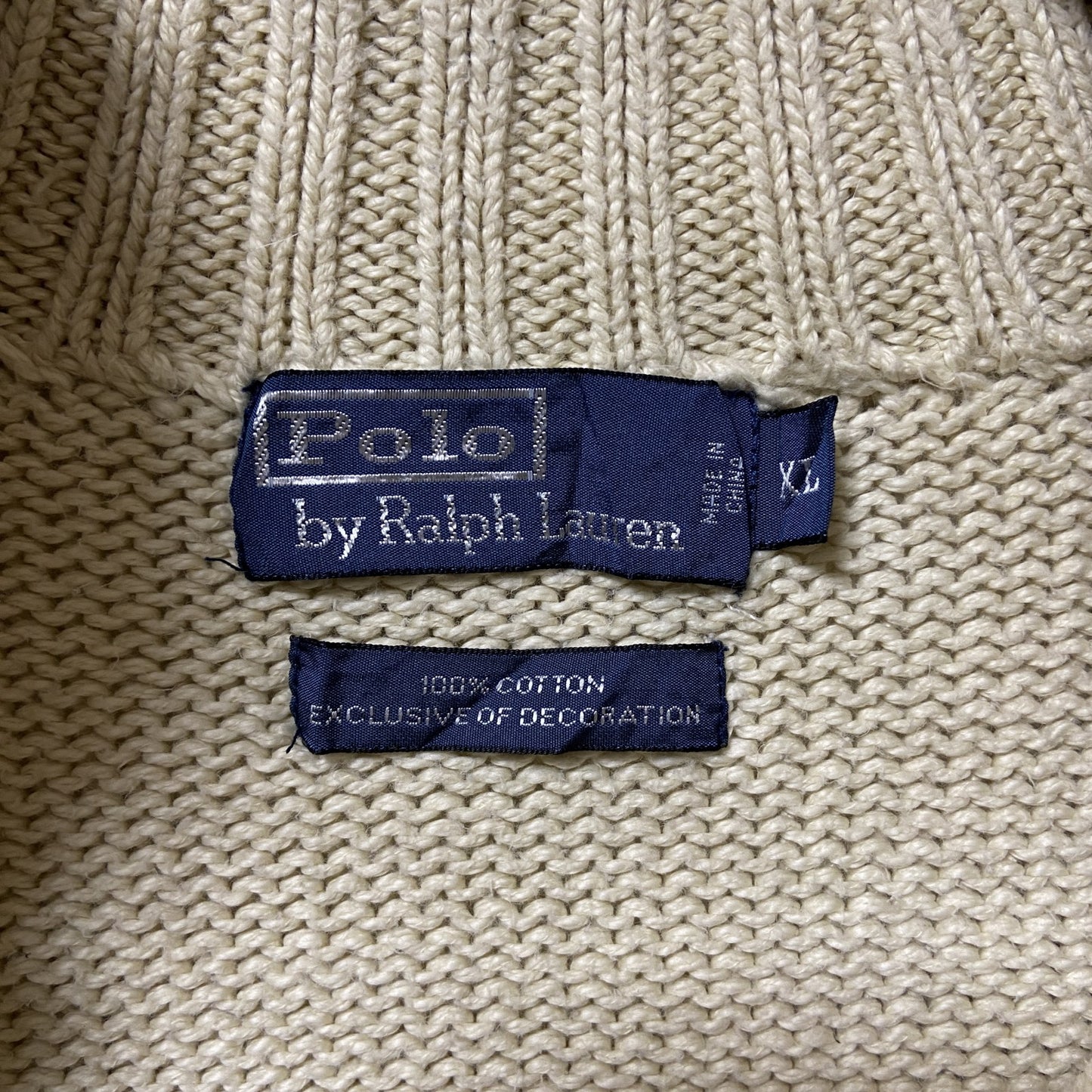 古着 used　Polo by Ralph Lauren　長袖ハーフジップニット　セーター　ワンポイントロゴ　XLサイズ