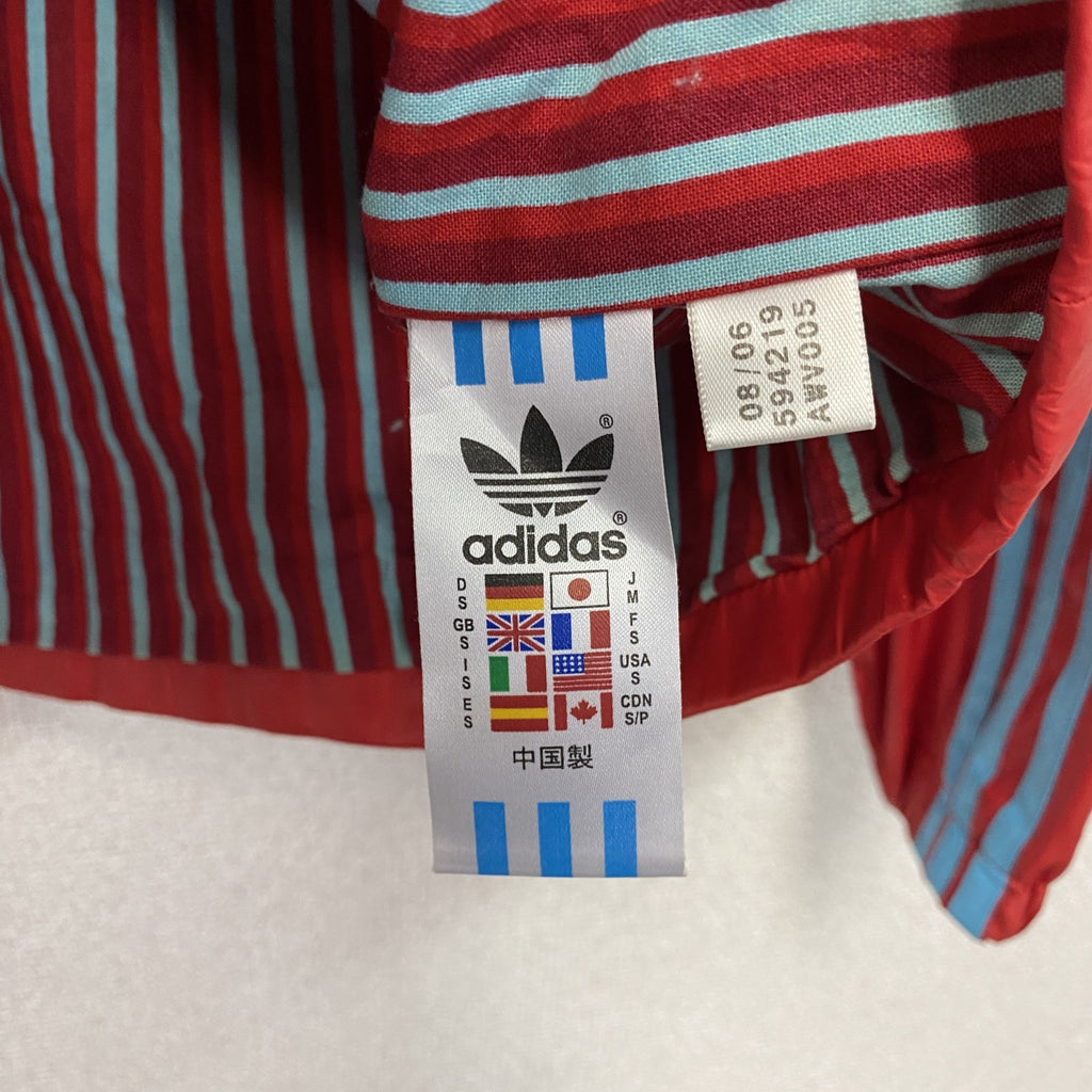 00s　adidas　アディダス　フルジップジャケット　刺繍ロゴ　スリーストライプス　ヴィンテージ　赤　レッド　Mサイズ　古着