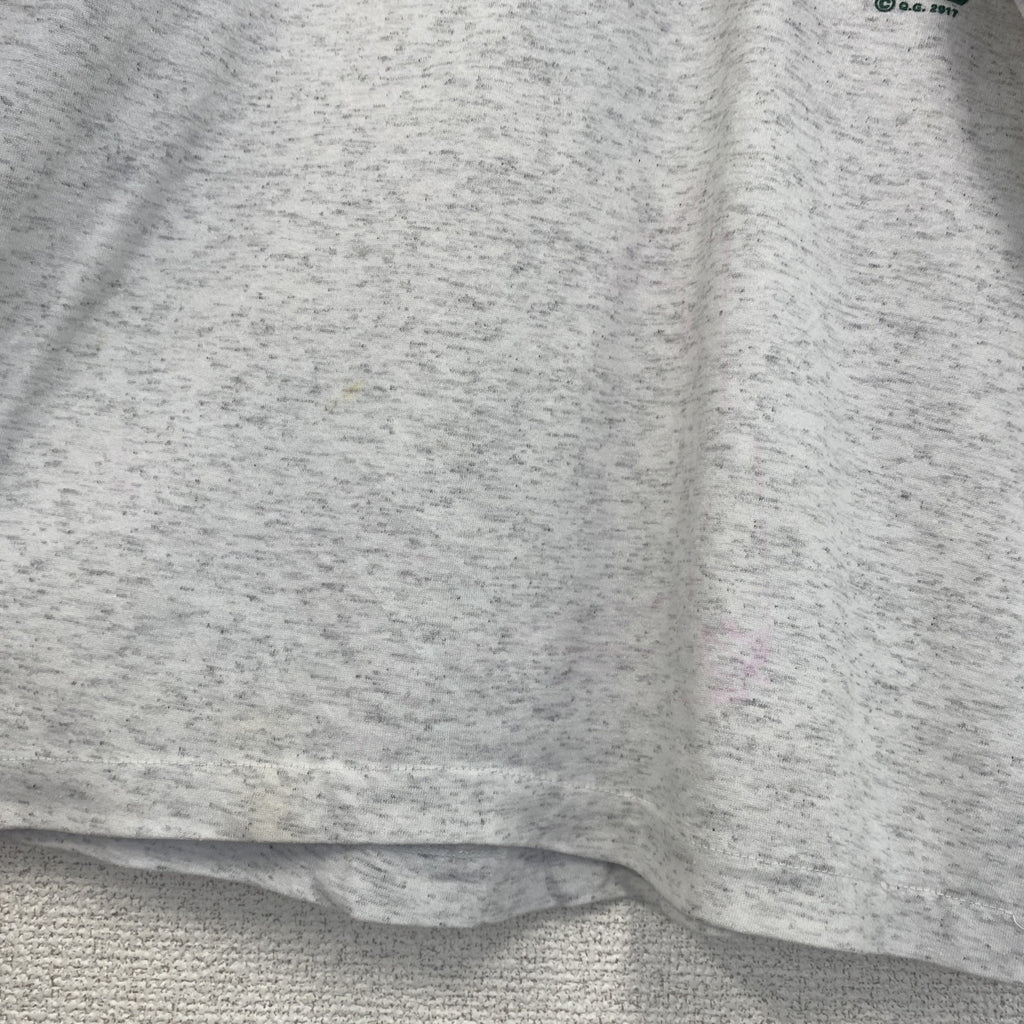 90s　ヴィンテージ　半袖プリントTシャツ　カレッジ風　　灰色　ライトグレー　ニューファンドランド　Lサイズ　古着
