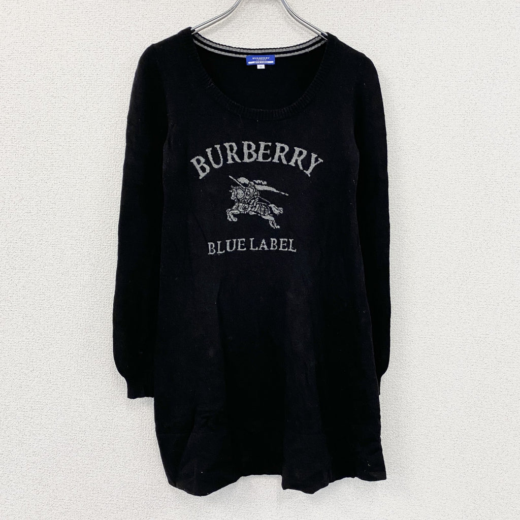 BURBERRY BLACK LABEL　バーバリー　ウールニットワンピース　黒　ブラック　38サイズ　古着