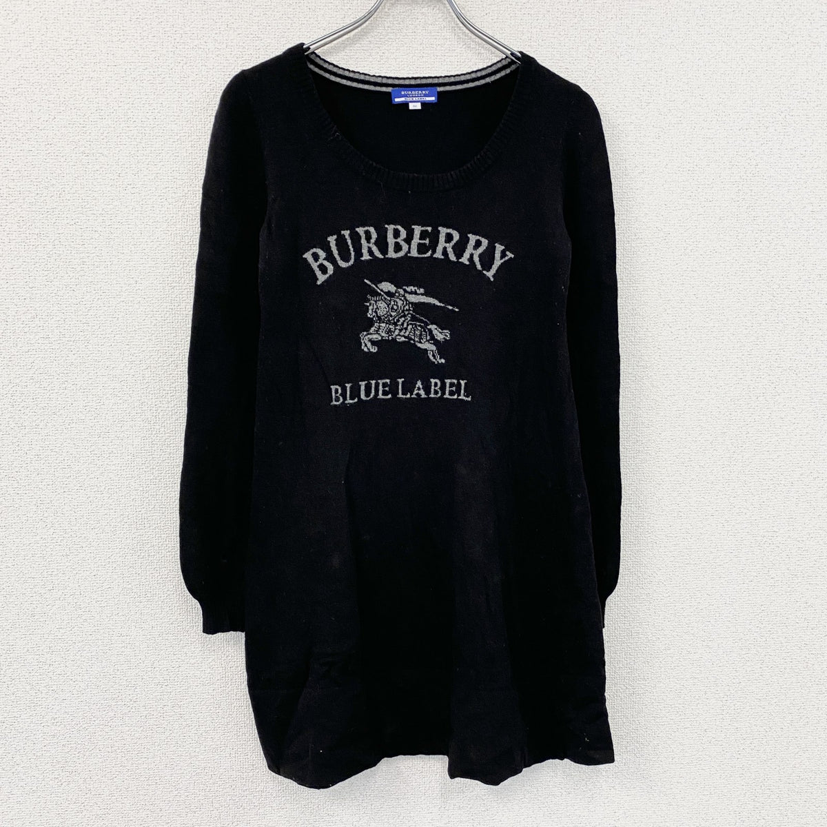 BURBERRY BLACK LABEL　バーバリー　ウールニットワンピース　黒　ブラック　38サイズ　古着