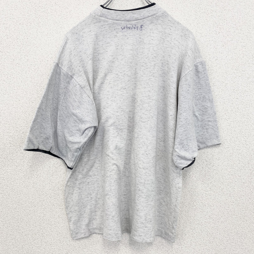 90s　ヴィンテージ　半袖プリントTシャツ　カレッジ風　　灰色　ライトグレー　ニューファンドランド　Lサイズ　古着