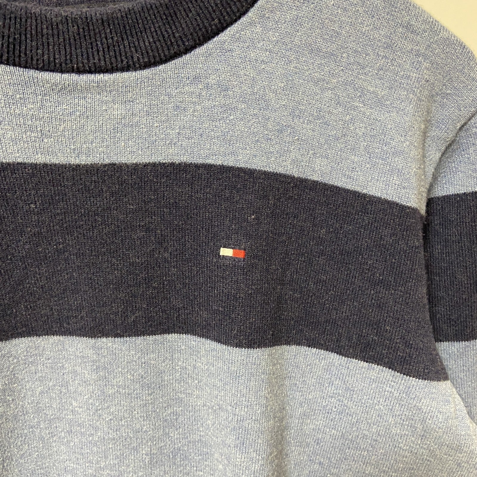 TOMMY HILFIGER トミーヒルフィガー　長袖ボーダーニット　セーター　ワンポイントロゴ　XSサイズ　古着