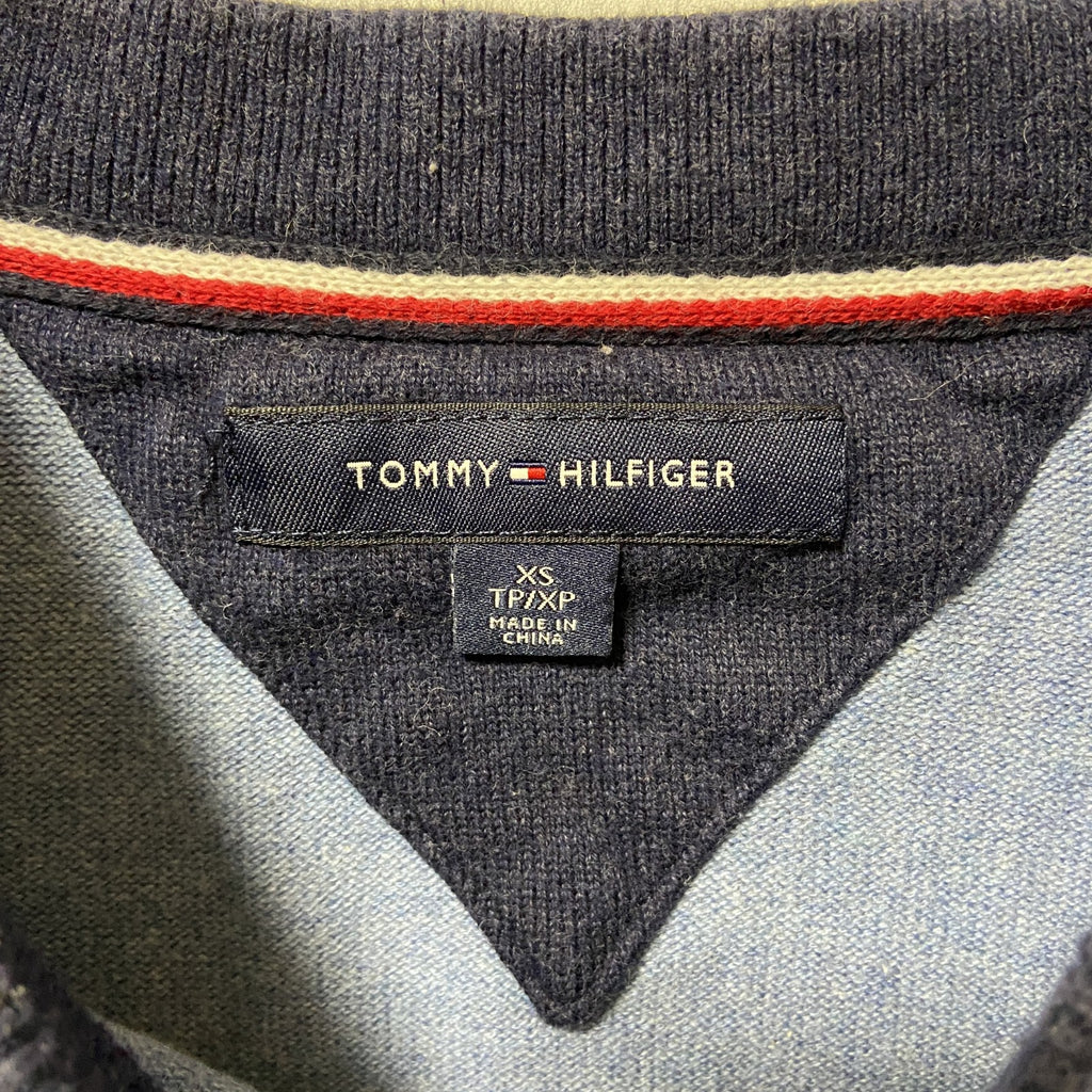 TOMMY HILFIGER トミーヒルフィガー　長袖ボーダーニット　セーター　ワンポイントロゴ　XSサイズ　古着