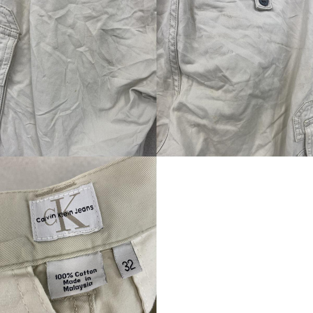 Carvin Klein Jeans　カルバンクラインジーンズ　ハーフカーゴパンツ/ショートパンツ　白　ホワイト　32サイズ　古着