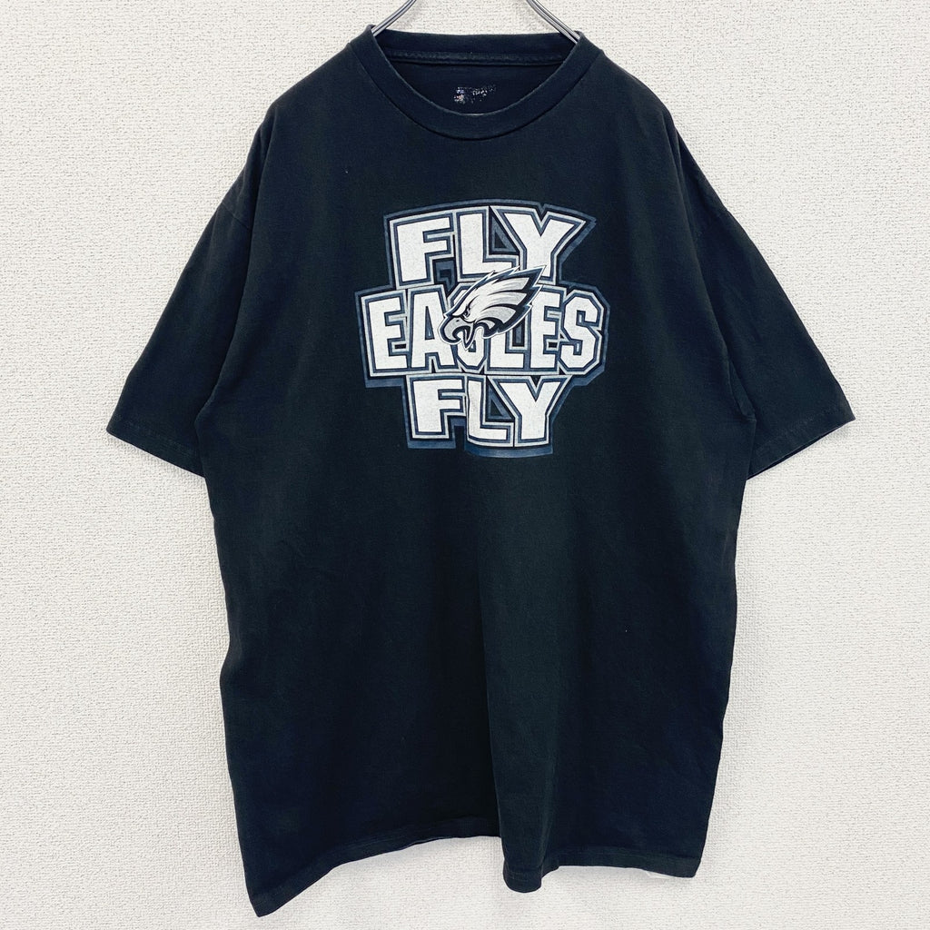 NFL　半袖オフィシャルプリントTシャツ　アメフト　クルーネック　レトロデザイン　黒　ブラック　XLサイズ　古着