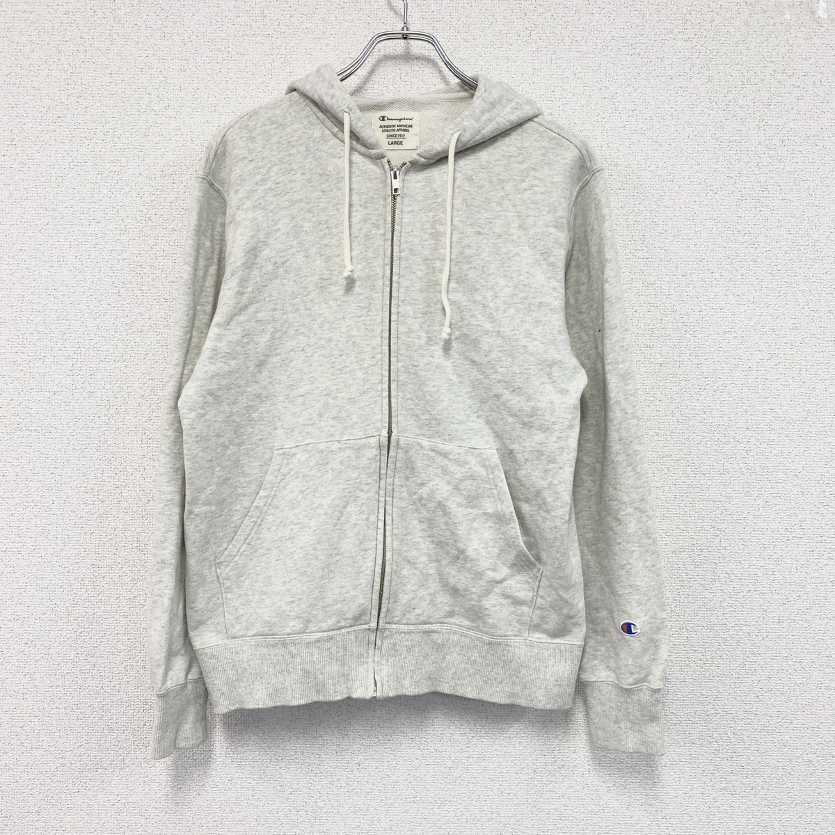 Champion　チャンピオン　フルジップスウェットパーカー/フーディー　目無し　刺繍ロゴ　現行　灰色　グレー　Lサイズ　古着