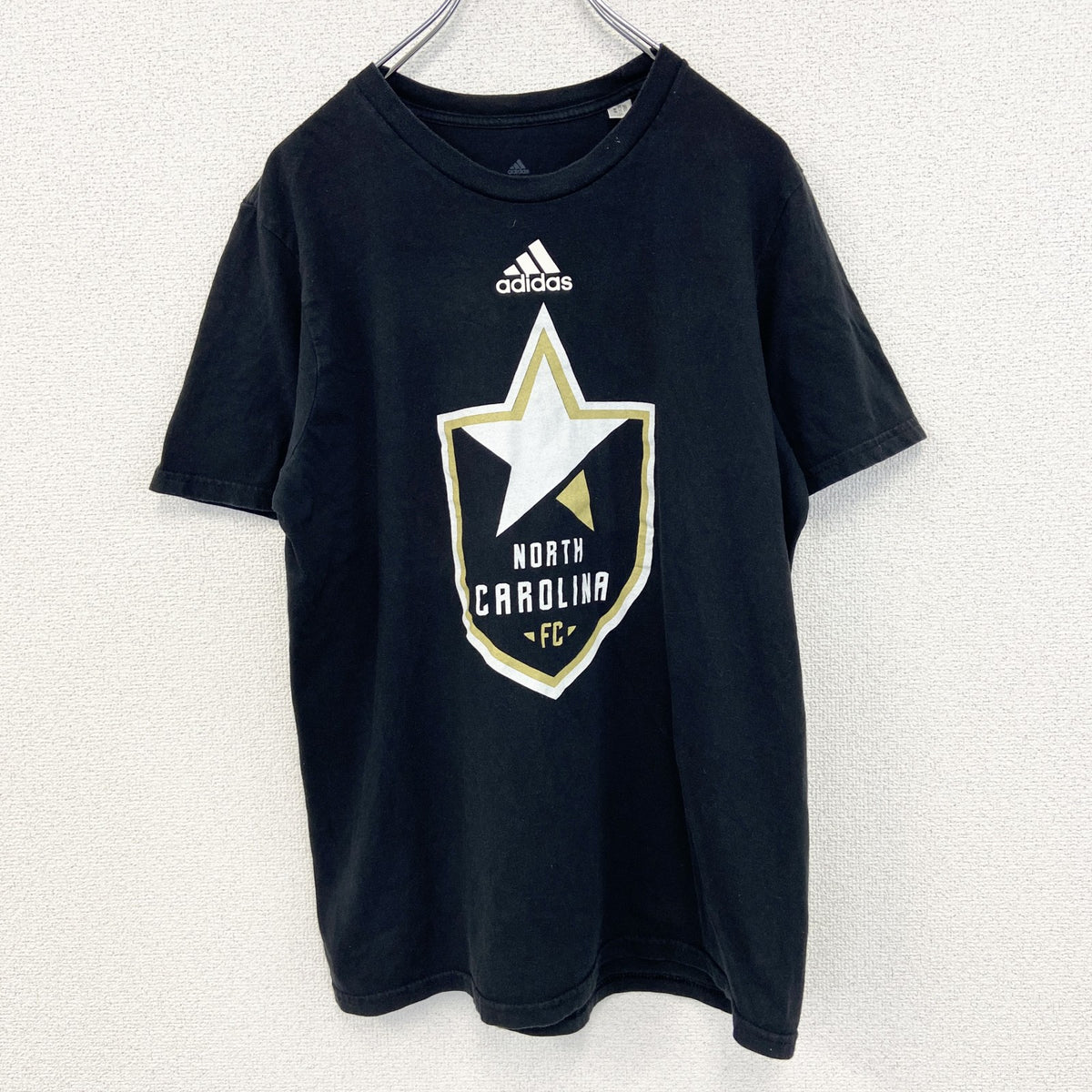 アディダス　半袖プリントTシャツ　ノースカロライナFC　黒　ブラック　クルーネック　XLサイズ　古着