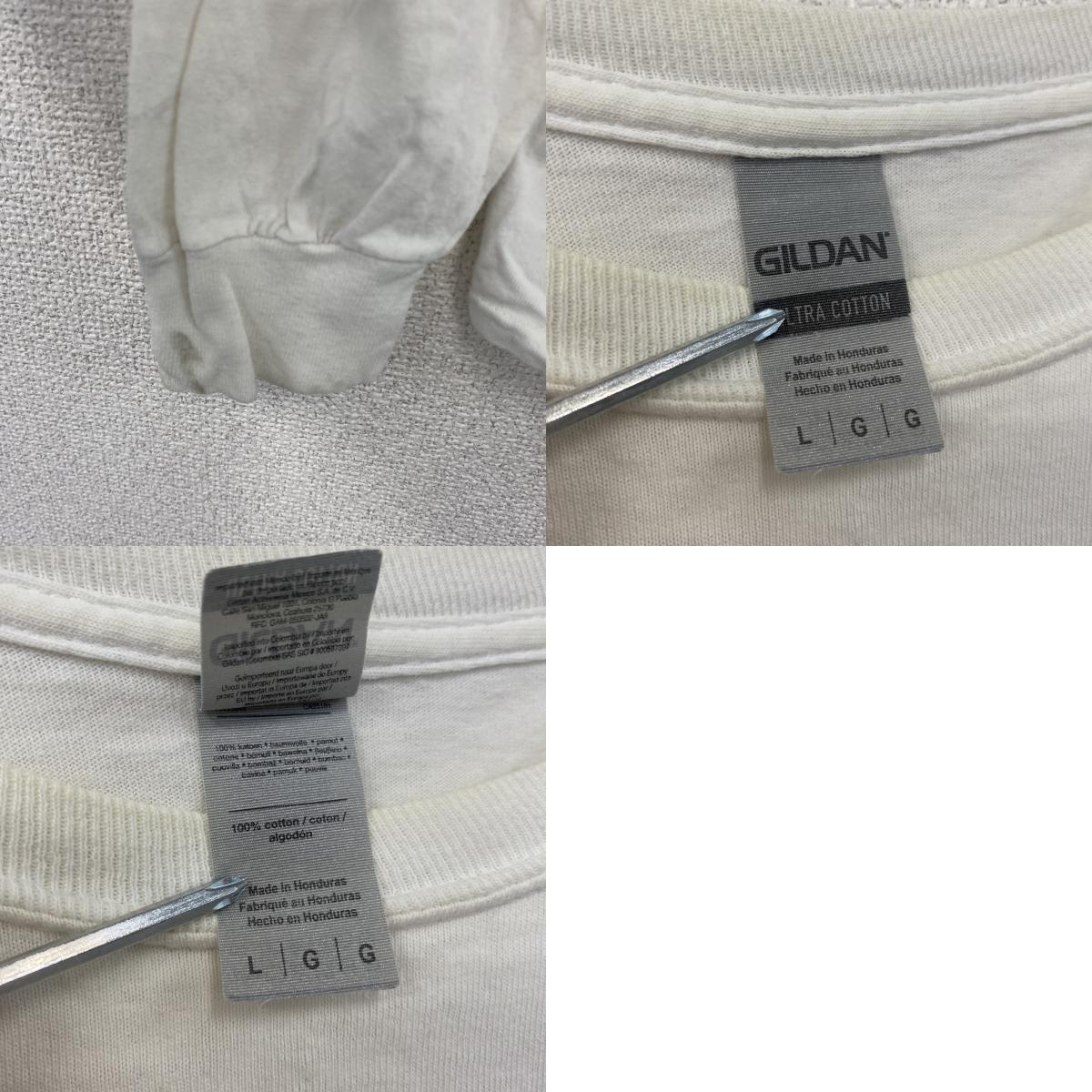 GILDAN　ギルダン　Marlboro　マールボロ　長袖Tシャツ/ロンT　デカロゴ　白　ホワイト　Lサイズ　古着