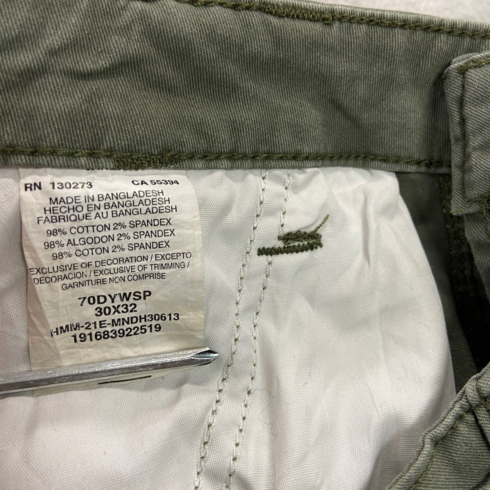 Wrangler　ラングラー　Regular Taper　カーゴパンツ　ジップフライ　カーキ　W30サイズ　古着