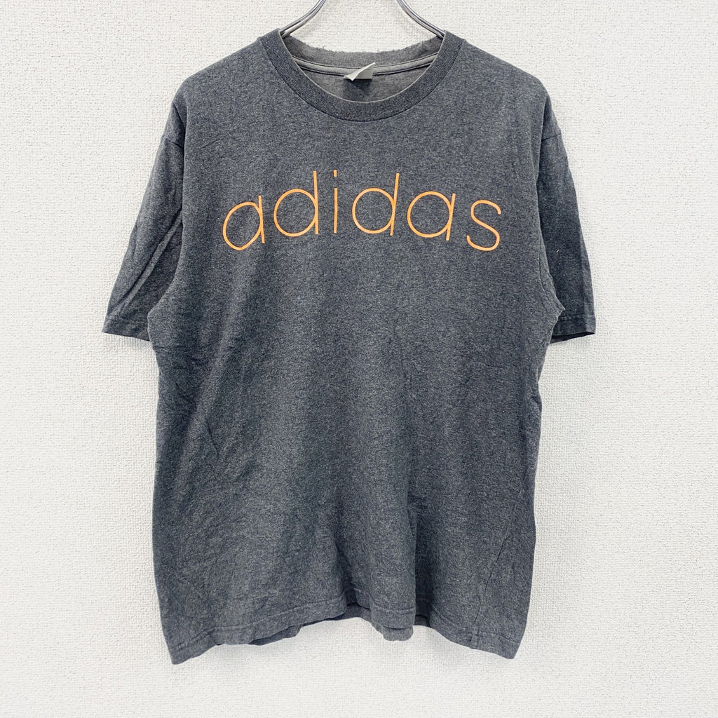 00s～　adidas　アディダス　半袖プリントTシャツ　デカロゴ　ヴィンテージ　灰色　グレー　Mサイズ カットソー メンズ コットン 古着