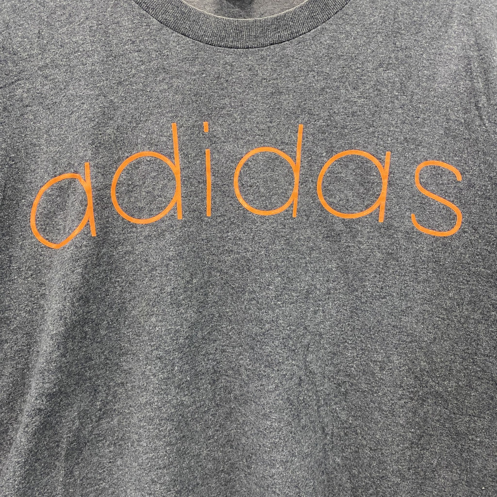 00s～　adidas　アディダス　半袖プリントTシャツ　デカロゴ　ヴィンテージ　灰色　グレー　Mサイズ カットソー メンズ コットン 古着
