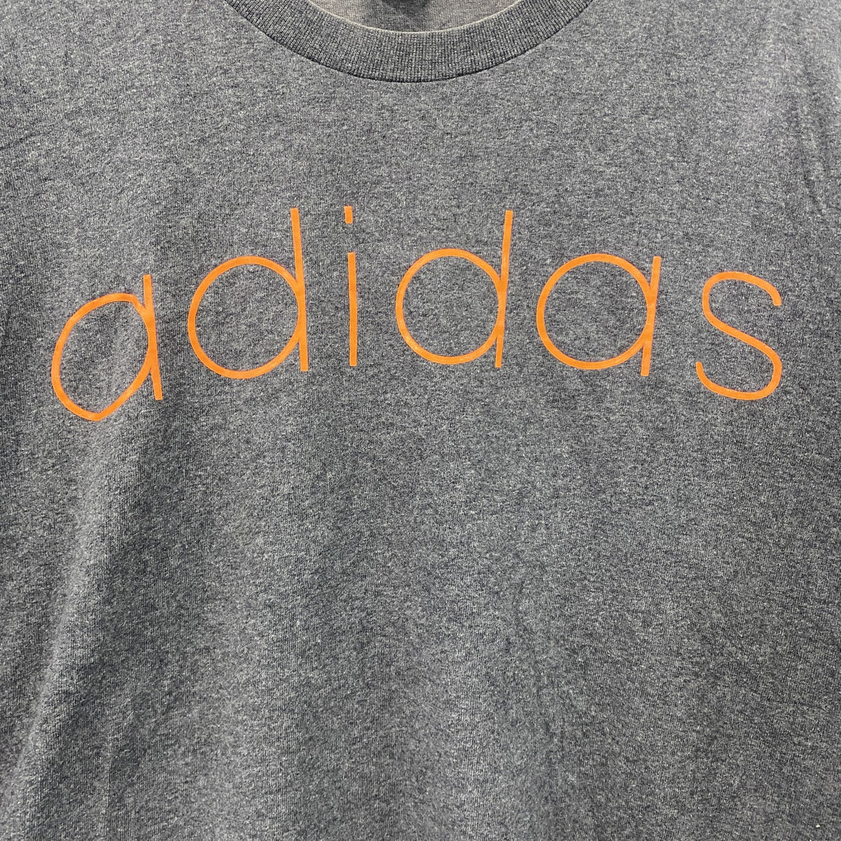 00s～　adidas　アディダス　半袖プリントTシャツ　デカロゴ　ヴィンテージ　灰色　グレー　Mサイズ カットソー メンズ コットン 古着