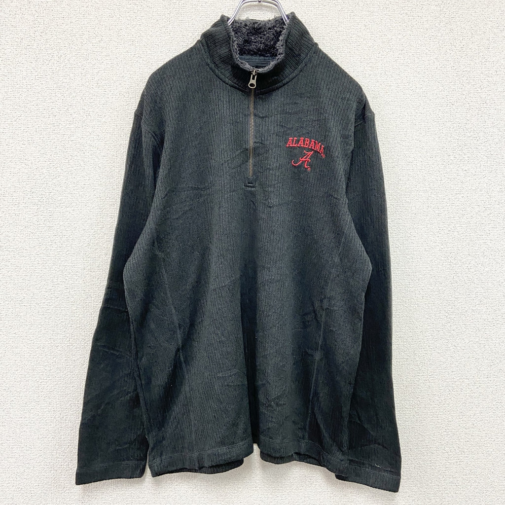 Champion　チャンピオン　ハーフジップスウェット/トレーナー　刺繍ロゴ　ワンポイント　現行　黒　ブラック　Lサイズ　古着