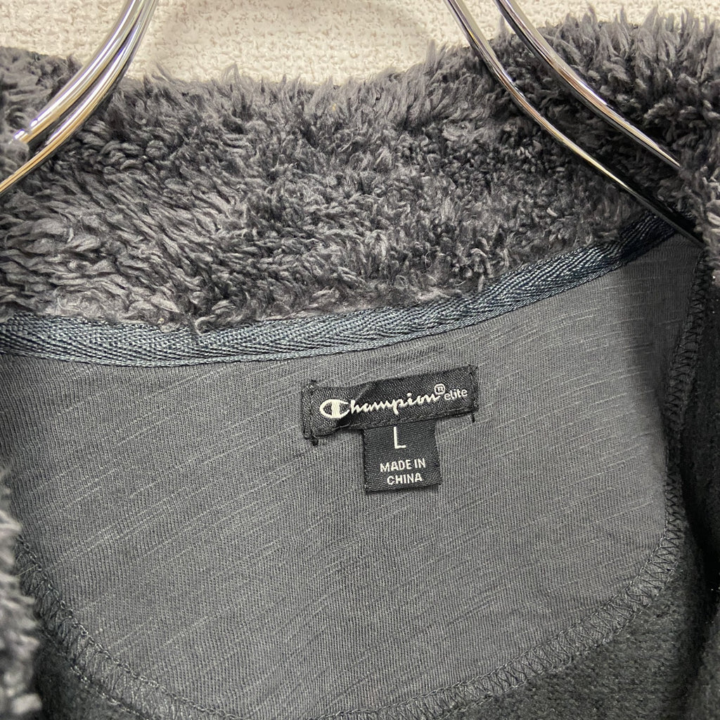 Champion　チャンピオン　ハーフジップスウェット/トレーナー　刺繍ロゴ　ワンポイント　現行　黒　ブラック　Lサイズ　古着