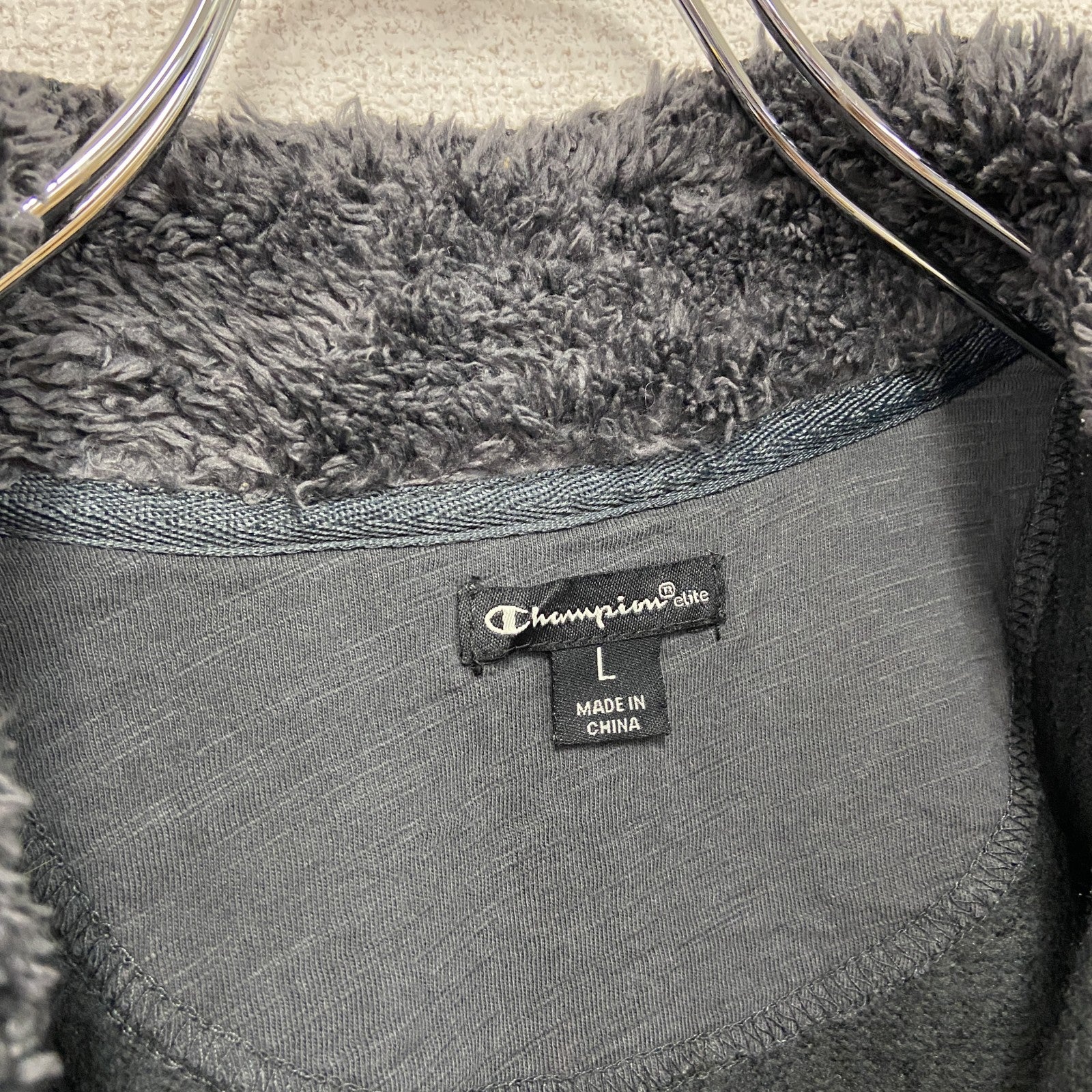 Champion　チャンピオン　ハーフジップスウェット/トレーナー　刺繍ロゴ　ワンポイント　現行　黒　ブラック　Lサイズ　古着