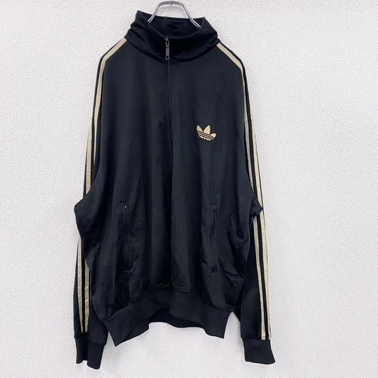 00s　adidas　アディダス　ファイヤーバード　トラックジャケット/ジャージ　トレフォイルロゴ　ヴィンテージ　黒　ブラック　2XLサイズ