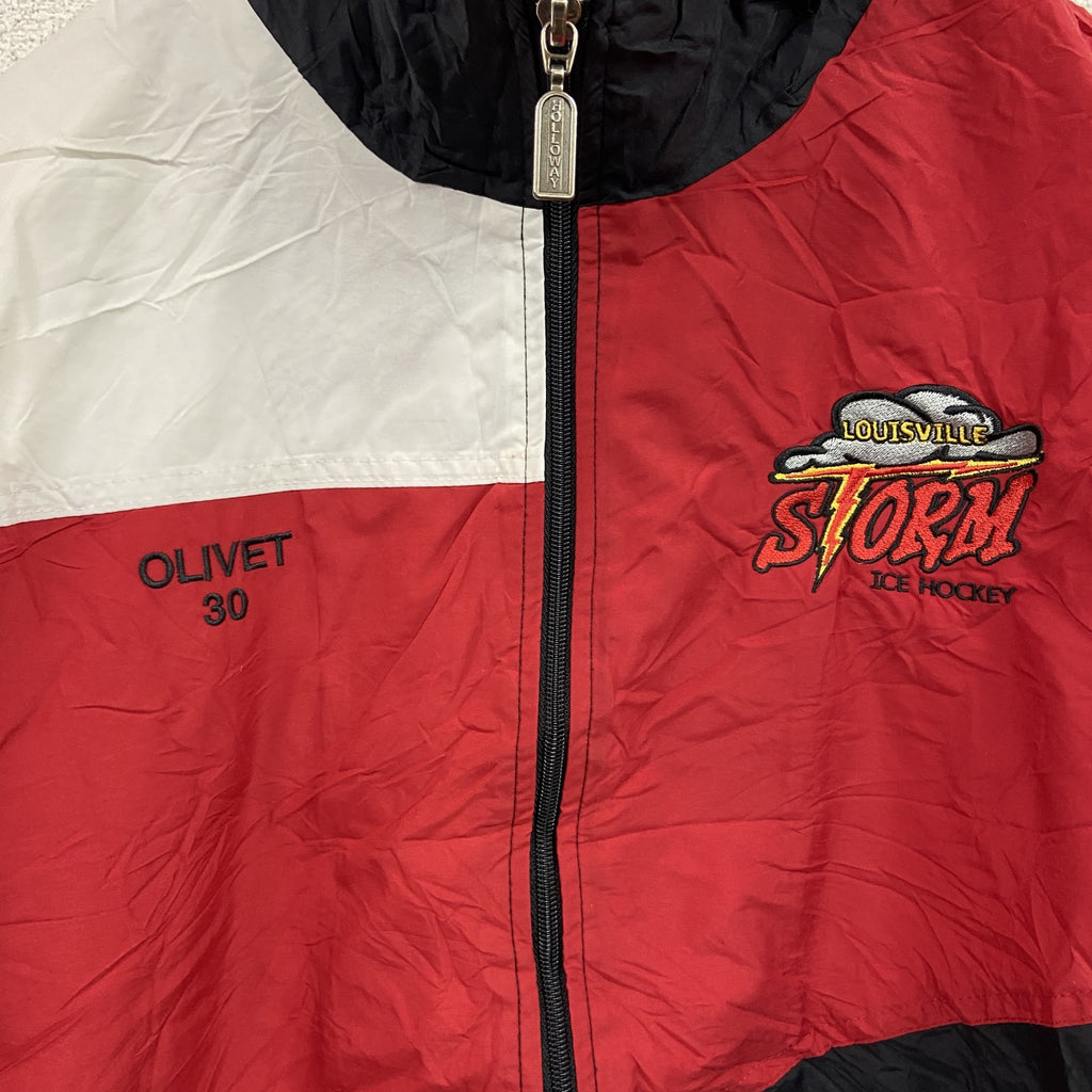 90s　Holloway　ホロウェイ　フルジップナイロンジャケット　ヴィンテージ　マルチカラー　レッド　Mサイズ　古着