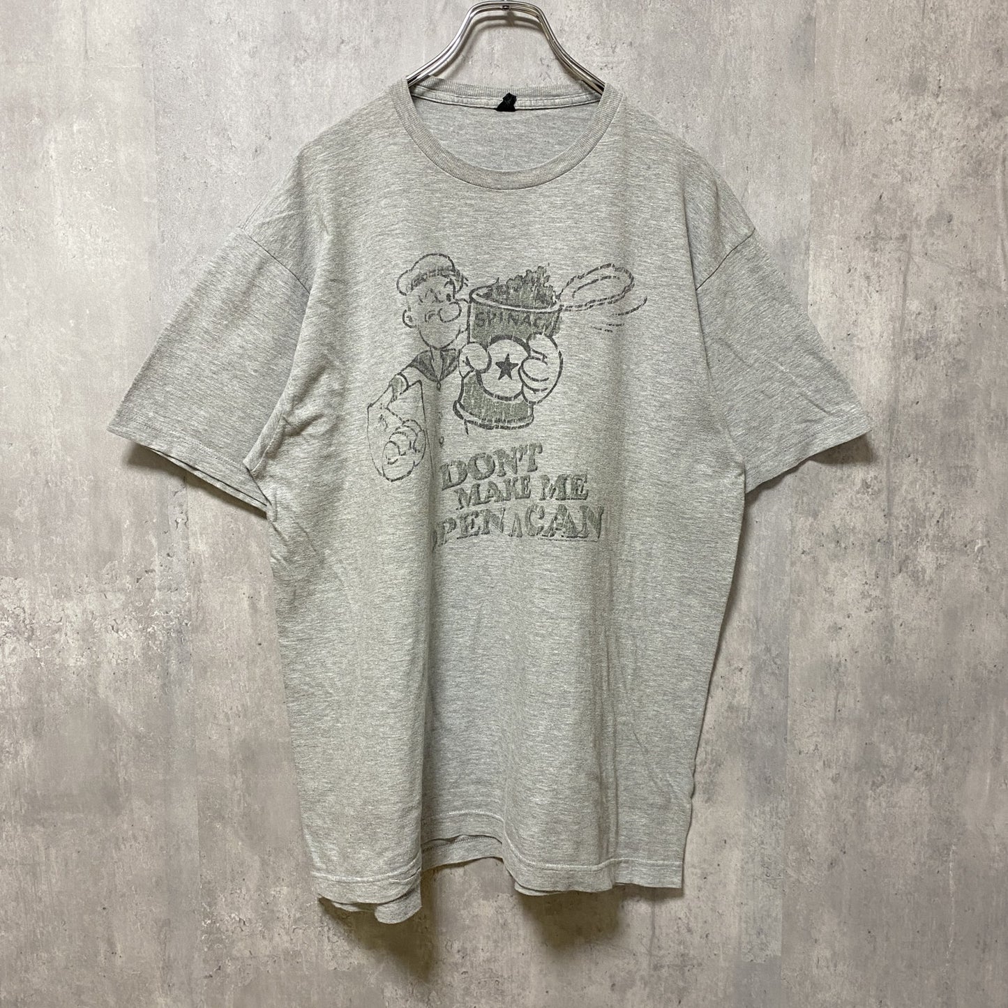 古着 used　Popeye　ポパイ　半袖プリントクルーネックTシャツ　キャラクター　グレー　ビッグシルエット　XLサイズ