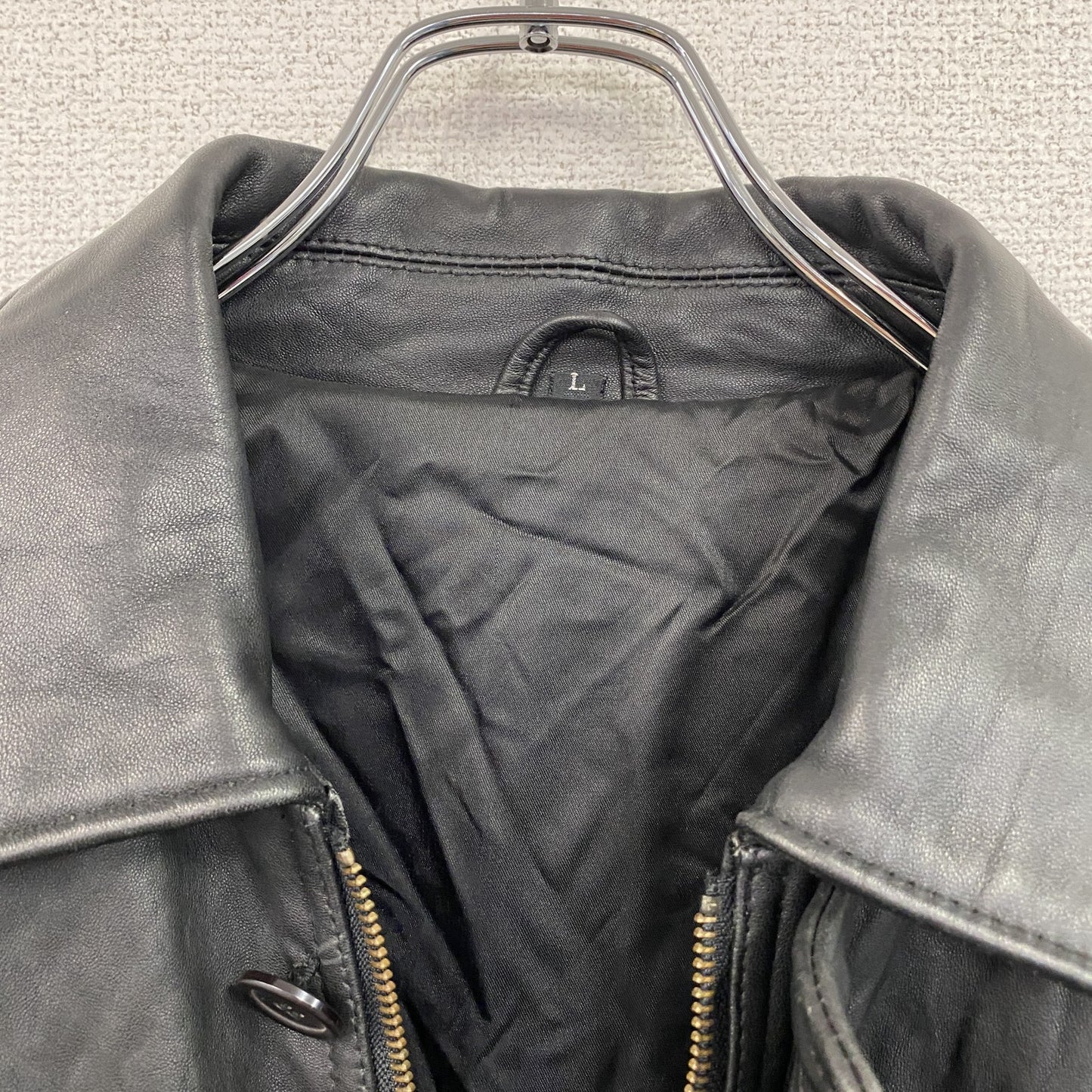 90s　MR.PASSHION　ミスターパッション　羊革レザーカーコート　レザージャケット　黒　ブラック　Lサイズ