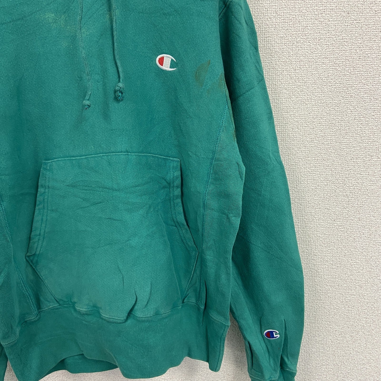 Champion　チャンピオン　リバースウィーブ　スウェットパーカー/フーディー　緑　グリーン　XSサイズ　古着