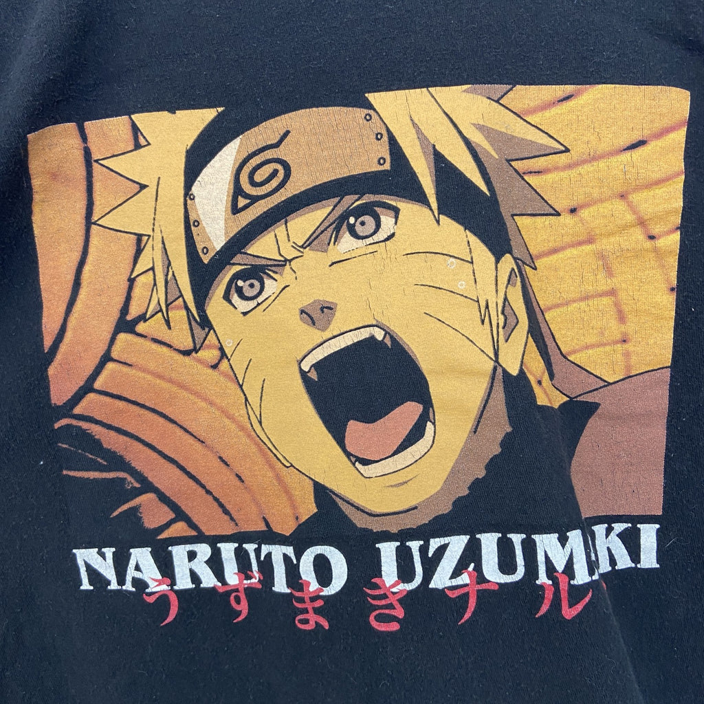 半袖アニメプリントTシャツ　うずまきナルト　黒　ブラック　クルーネック　レトロデザイン　Sサイズ　古着