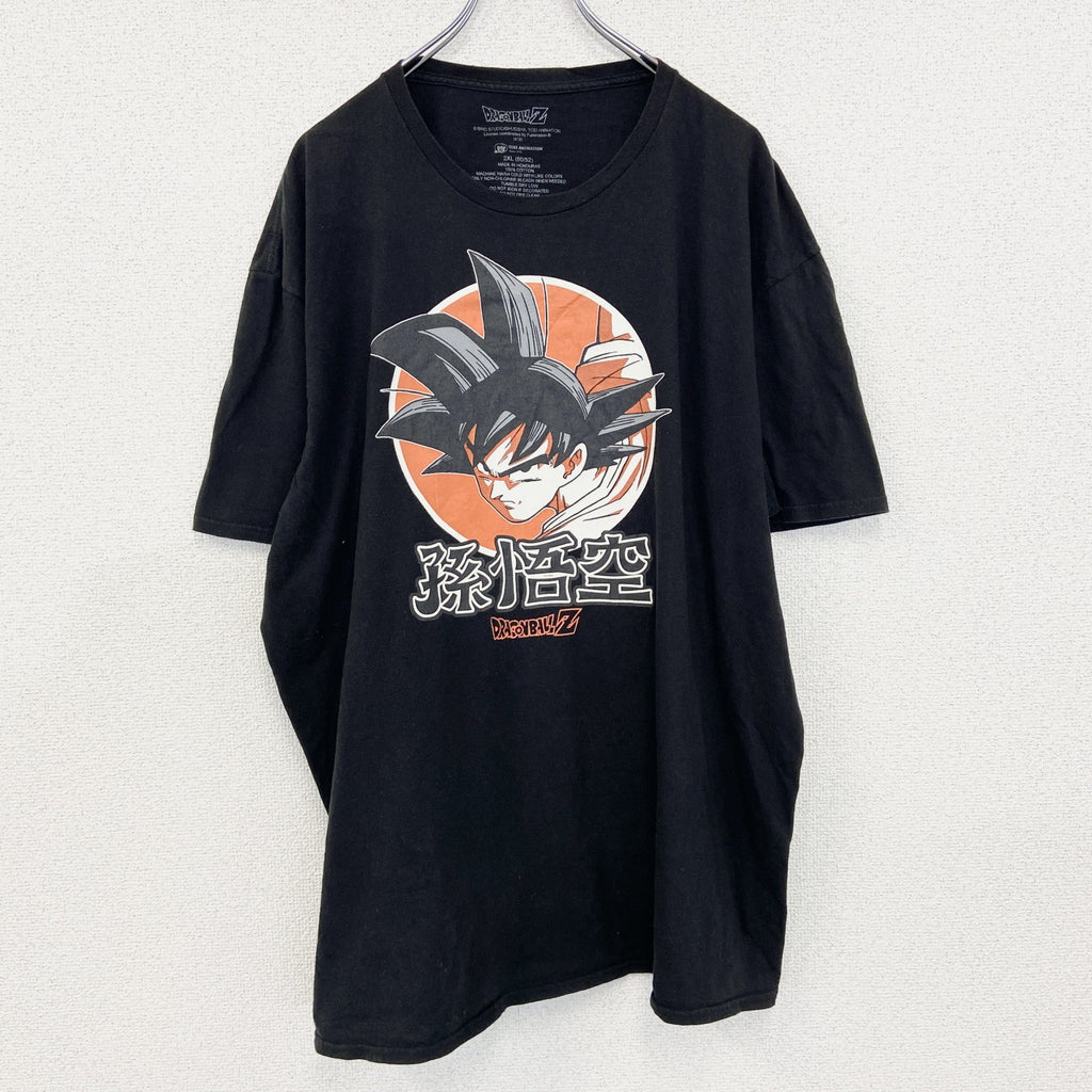 半袖アニメプリントTシャツ　ドラゴンボール　孫悟空　黒　ブラック　100%コットン　クルーネック　２XLサイズ　古着
