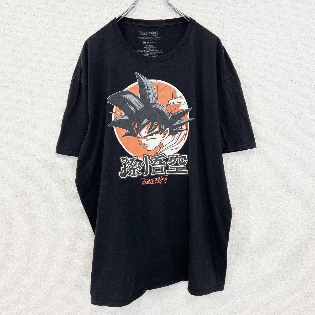 半袖アニメプリントTシャツ　ドラゴンボール　孫悟空　黒　ブラック　100%コットン　クルーネック　２XLサイズ　古着