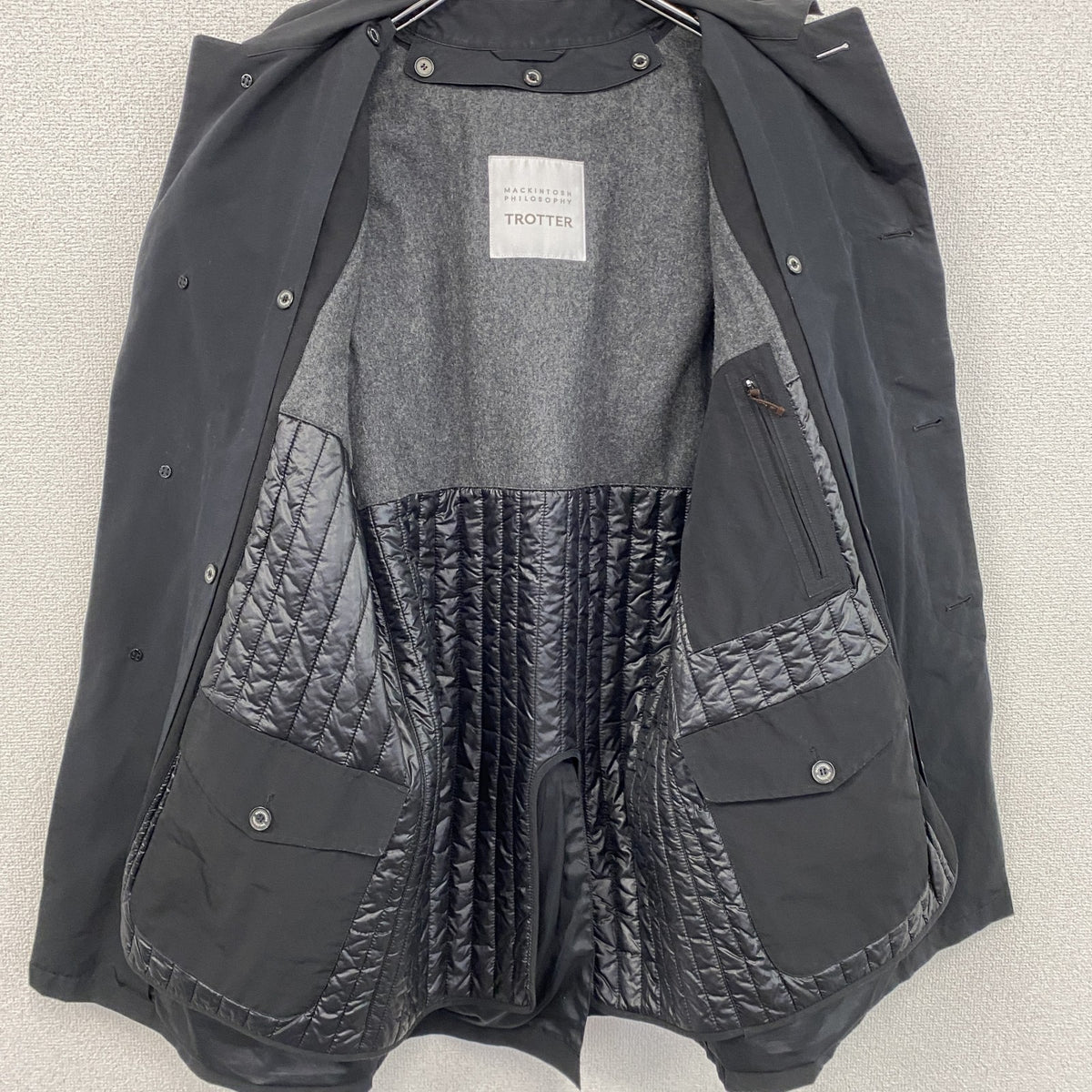 MACKINTOSH PHILOSOPHY　マッキントッシュ　ステンカラーコート　中綿入り　黒　ブラック　40サイズ　古着