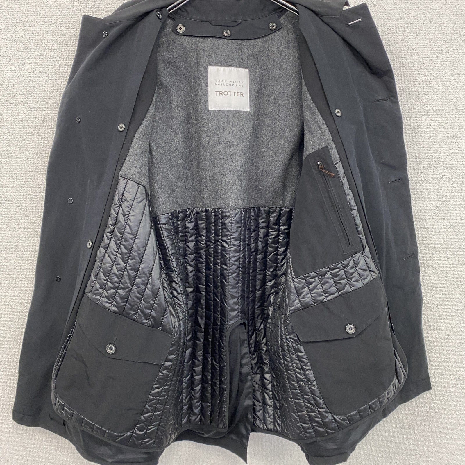 MACKINTOSH PHILOSOPHY　マッキントッシュ　ステンカラーコート　中綿入り　黒　ブラック　40サイズ　古着