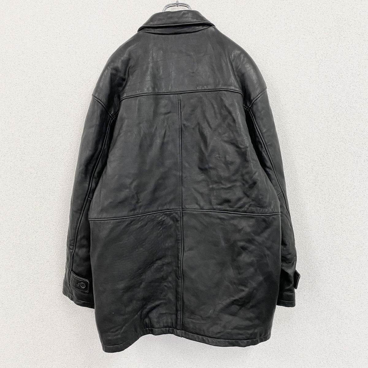 90s　MR.PASSHION　ミスターパッション　羊革レザーカーコート　レザージャケット　黒　ブラック　Lサイズ　　ヴィンテージ　古着