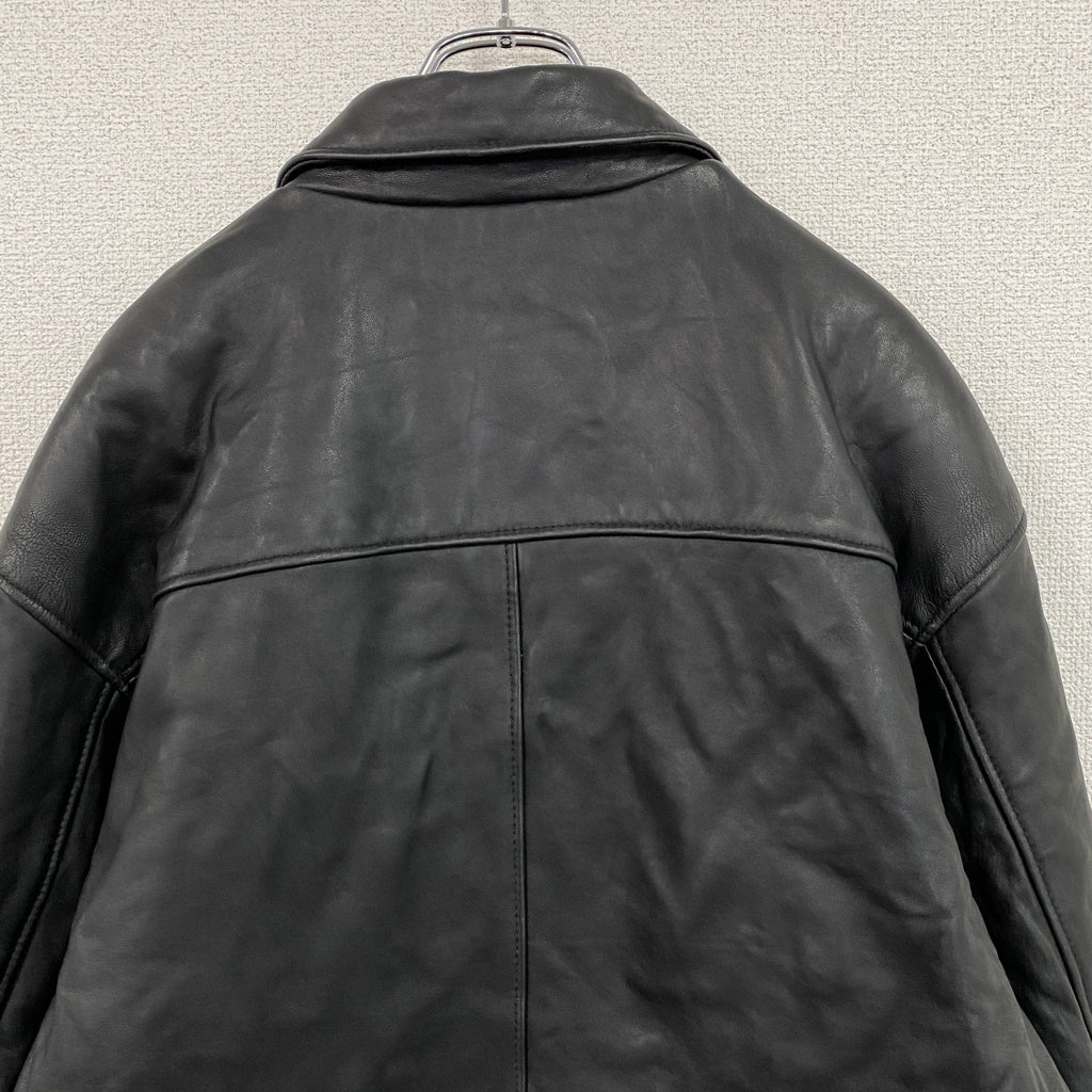 90s　MR.PASSHION　ミスターパッション　羊革レザーカーコート　レザージャケット　黒　ブラック　Lサイズ　　ヴィンテージ　古着