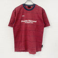 UMBRO　アンブロ　半袖プリントリンガーTシャツ　刺繍ロゴ　赤　レッド　Lサイズ カットソー メンズ コットン 古着