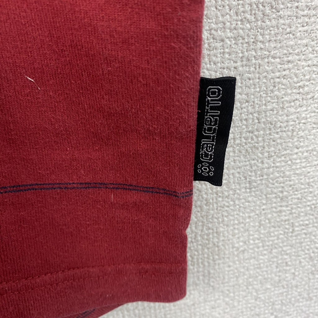 UMBRO　アンブロ　半袖プリントリンガーTシャツ　刺繍ロゴ　赤　レッド　Lサイズ カットソー メンズ コットン 古着