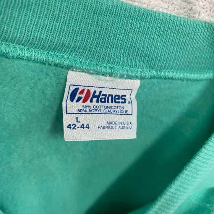 80s～　Hanes　ヘインズ　スウェット/トレーナー　ラグランスリーブ　ヴィンテージ　緑　グリーン　Lサイズ　古着