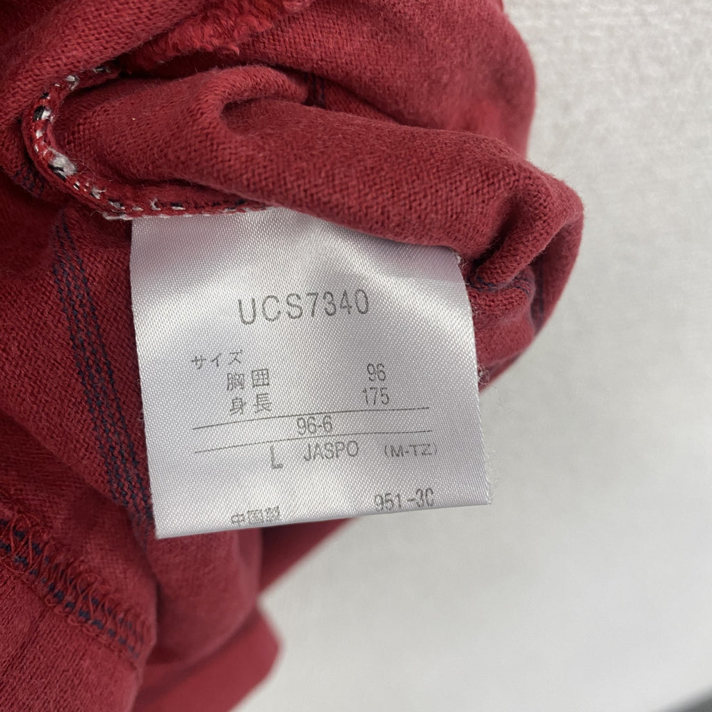 UMBRO　アンブロ　半袖プリントリンガーTシャツ　刺繍ロゴ　赤　レッド　Lサイズ カットソー メンズ コットン 古着