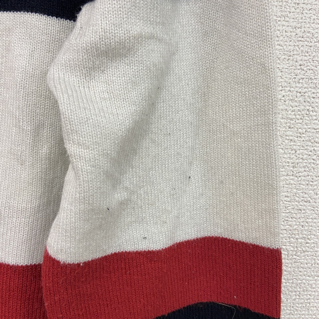 FILA　フィラ　ハーフジップアクリルニットセーター　デカロゴ　マルチカラー　紺　ネイビー　Mサイズ　古着
