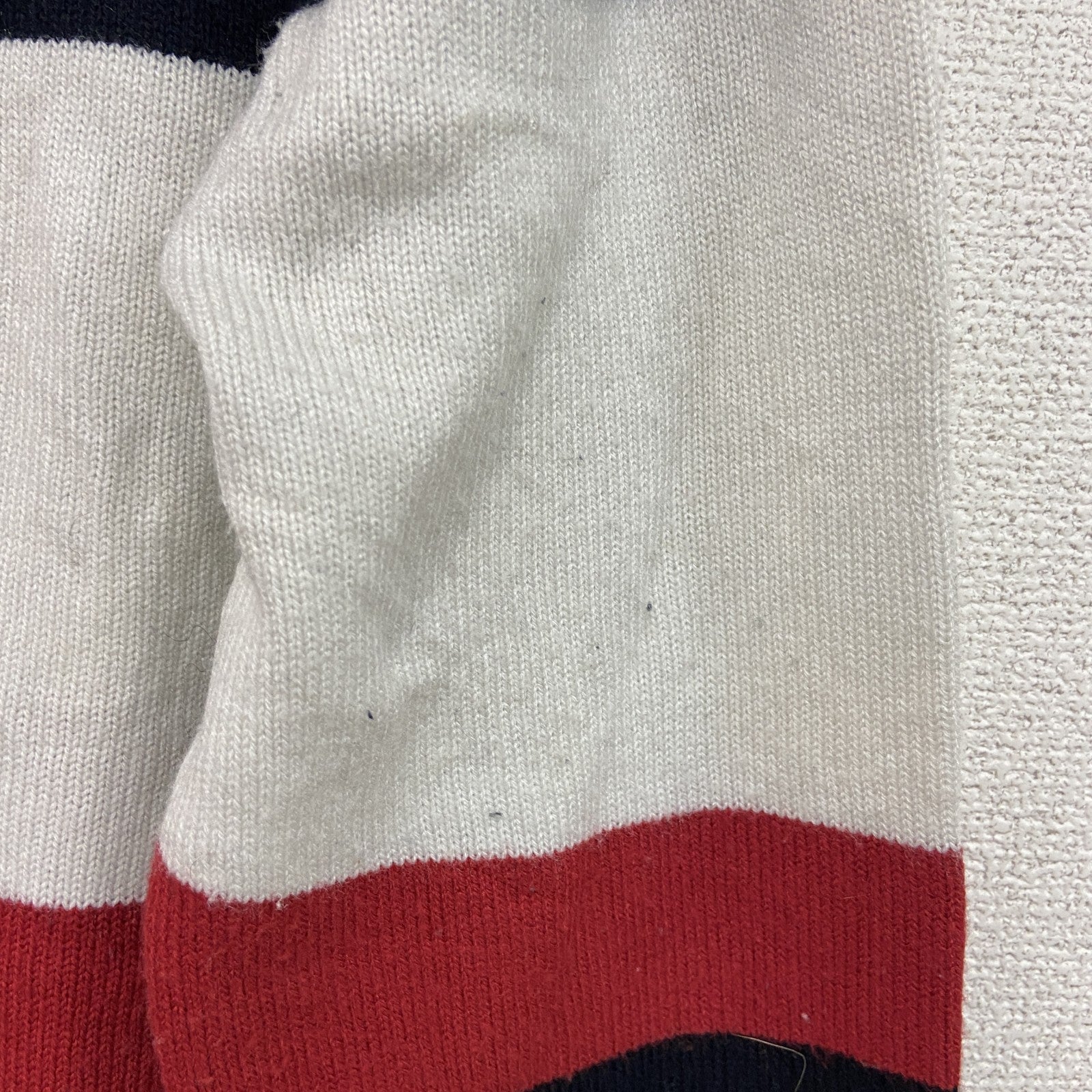FILA　フィラ　ハーフジップアクリルニットセーター　デカロゴ　マルチカラー　紺　ネイビー　Mサイズ　古着