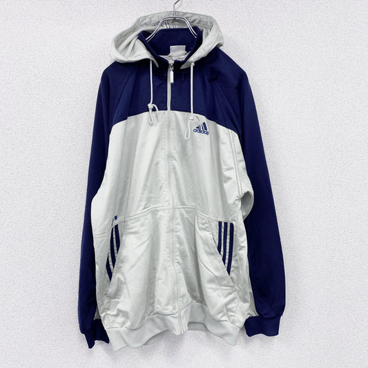 90s～　adidas　アディダス　トラックジャケット/ジャージパーカー　パフォーマンスロゴ　ヴィンテージ　灰色　グレー　42サイズ　