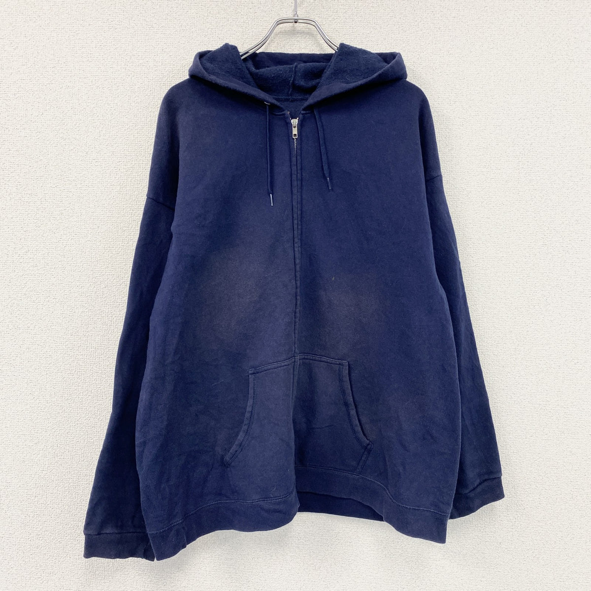 Hanes　へインズ　フルジップフリースパーカー/フーディー　紺　ネイビー　XLサイズ　古着