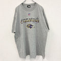 半袖プリントTシャツ　NFL　スーパーボウル　ボルティモアレイブンズ　灰色　グレー　クルーネック　２XLサイズ　古着