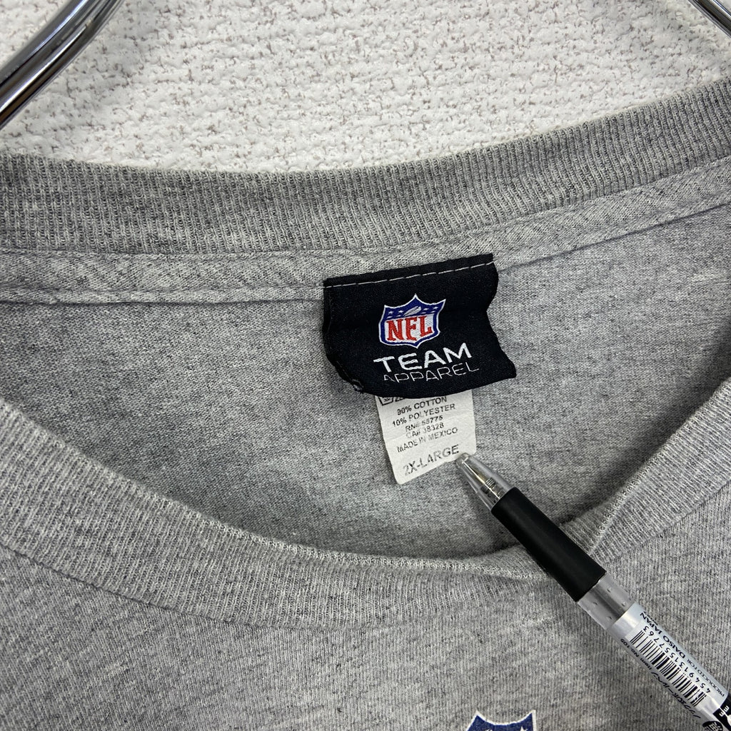 半袖プリントTシャツ　NFL　スーパーボウル　ボルティモアレイブンズ　灰色　グレー　クルーネック　２XLサイズ　古着