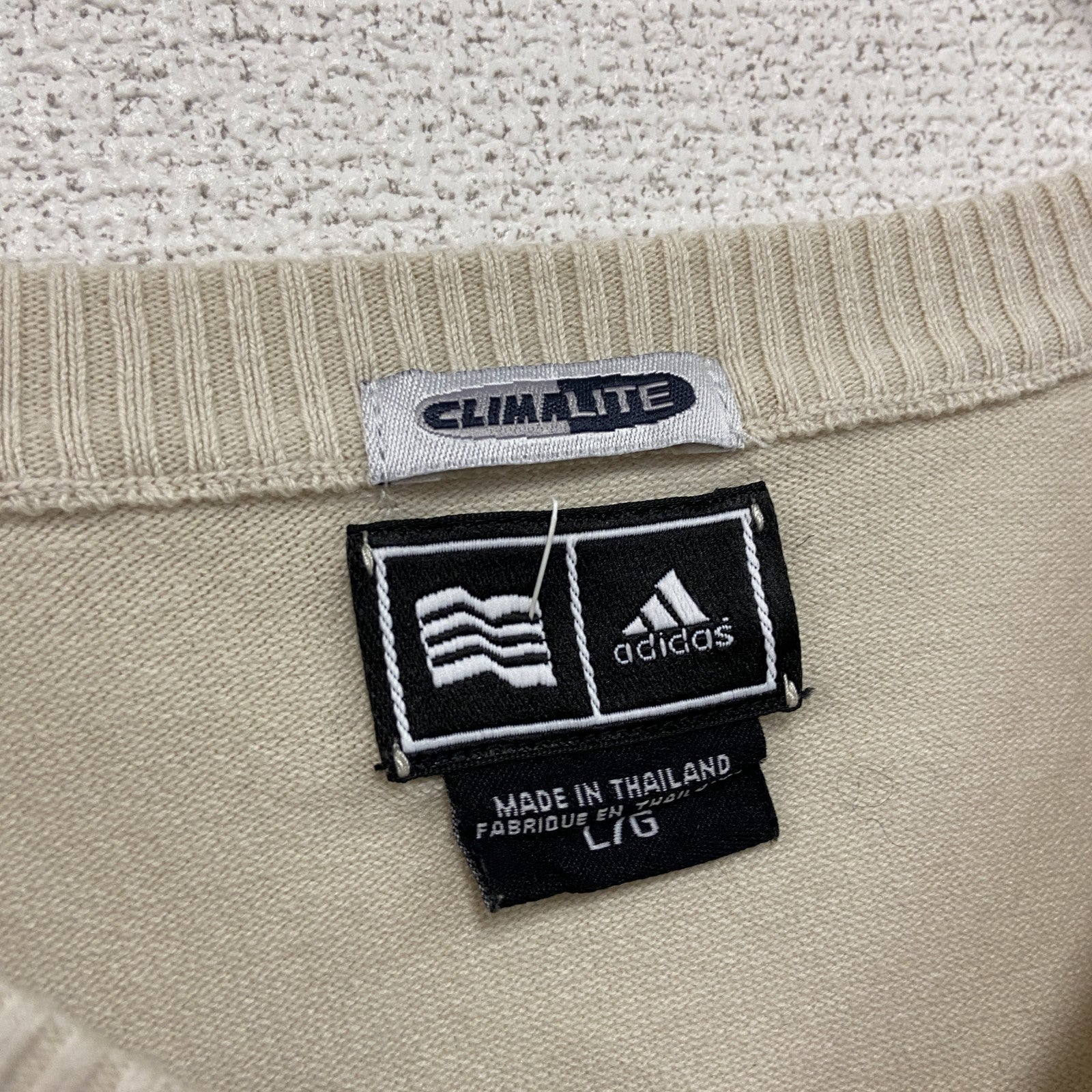 adidas　アディダス　コットンニットベスト　ベージュ　Lサイズ　古着