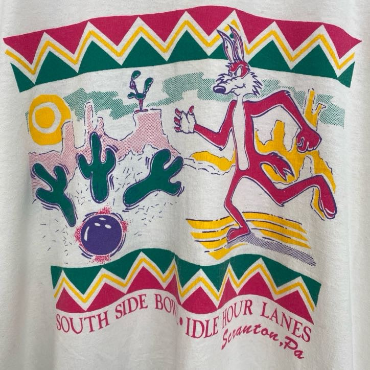 ヘインズ　半袖プリントTシャツ　USA製　コヨーテ　サボテン　クルーネック　レトロデザイン　Lサイズ　古着