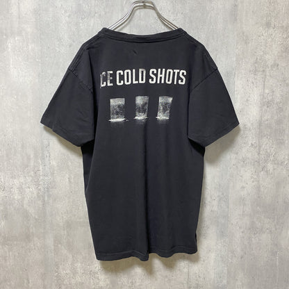 古着 used　イェーガーマイスター　半袖プリントTシャツ　バックプリント　酒　ICECOLDSHOT　黒　ブラック　Lサイズ