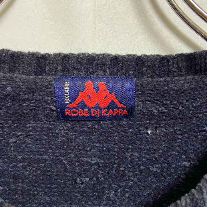 ROBE DI KAPPA　カッパ　ニット/セーター　ワンポイント　刺繍ロゴ　クルーネック　紺　ネイビー　XLサイズ　古着