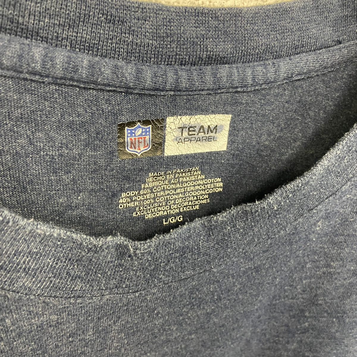 長袖プリントTシャツ　NFL　マイアミドルフィンズ　フットボール　紺　ネイビー　クルーネック　Lサイズ　古着