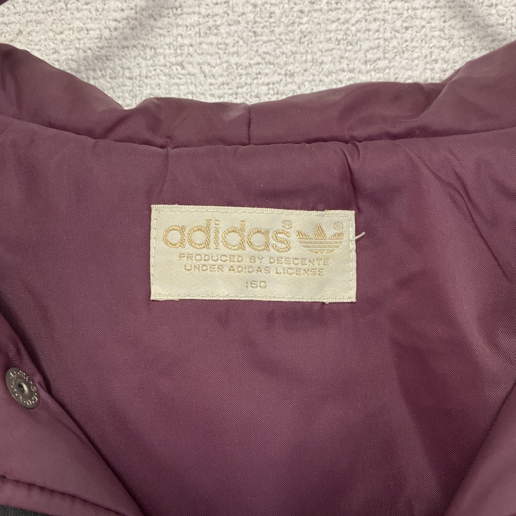 adidas　アディダス　ベンチコート　中綿入り　デサント　トレフォイルロゴ　刺繍ロゴ　黒　ブラック　160サイズ　古着