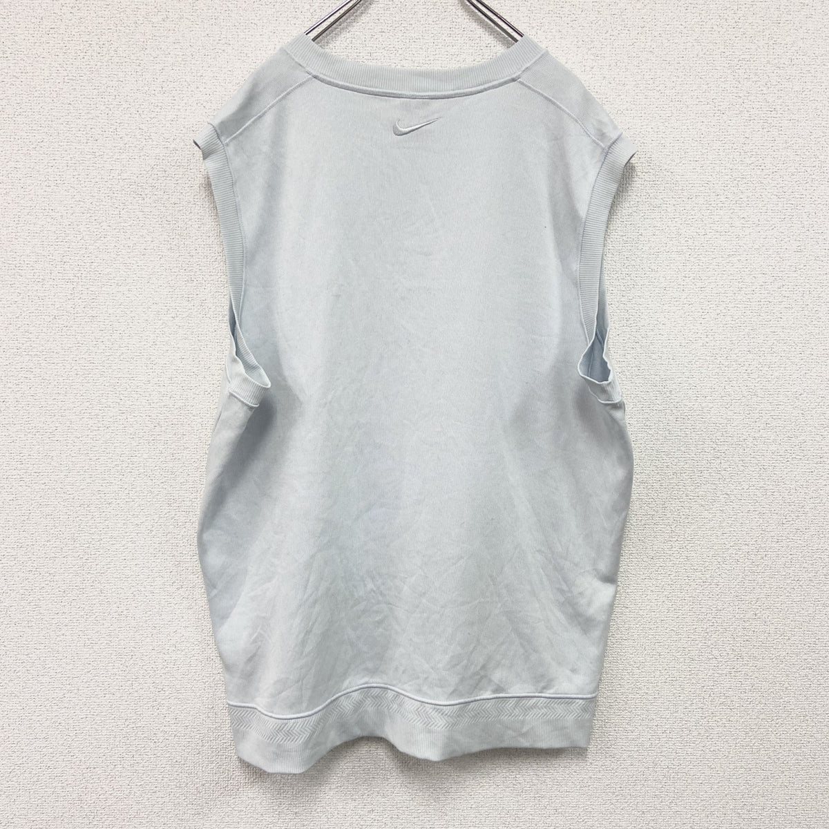 NIKE　ナイキ　ニットベスト　スウッシュ　水色　ライトブルー　2XLサイズ　古着