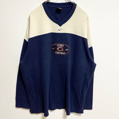 90s　NIKE ナイキ　NFL　Vネックスウェット/トレーナー　ヴィンテージ　ワンポイントロゴ刺繍　ネイビー　XLサイズ